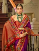 Rajgharanaa Pink Red Banarasi Blouse Designs Saree