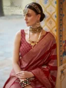 Rajgharanaa Reception Look in Banarasi Baithak Saree