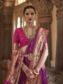 Rajgharanaa Pink Banarasi Marathi Saree