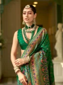 Rajgharanaa Mother Wedding Green Banarasi Sarees