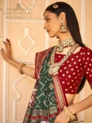 Rajgharanaa Maroon Green Colour Patola Saree