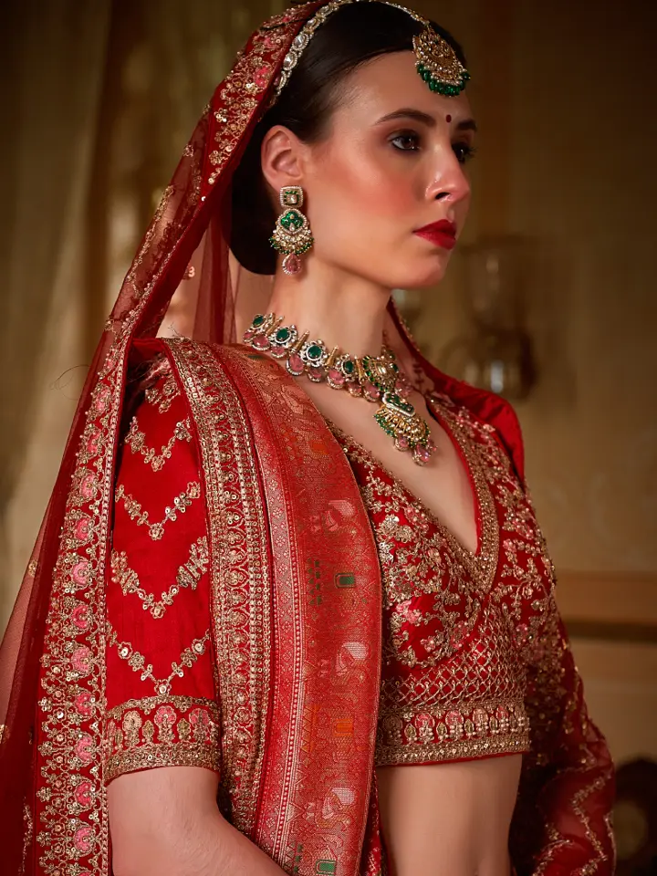 maroon color bridal lehenga