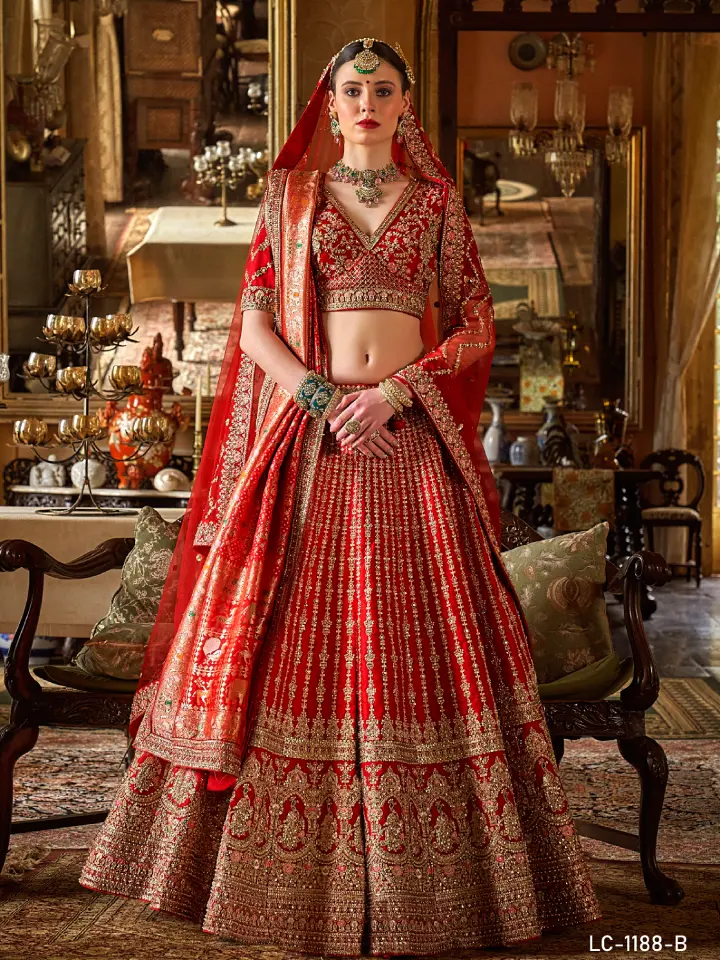 maroon color bridal lehenga