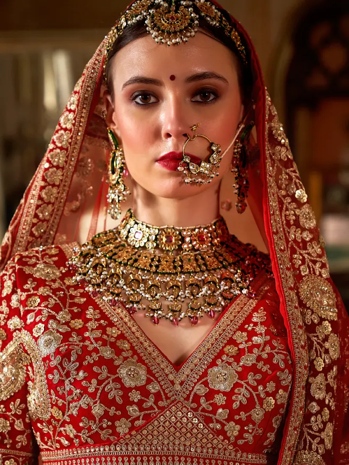 maroon lehenga bridal look