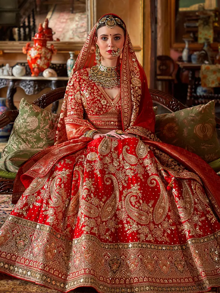 maroon lehenga bridal look