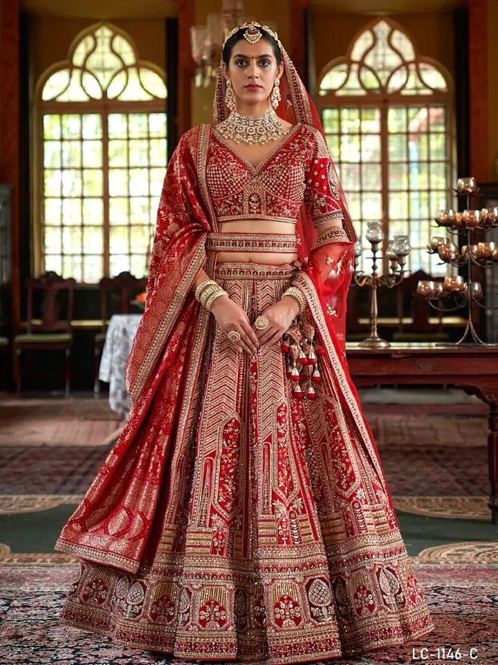 maroon bridal lehenga