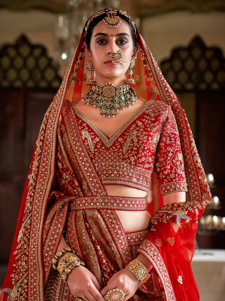 maroon lehenga bridal look