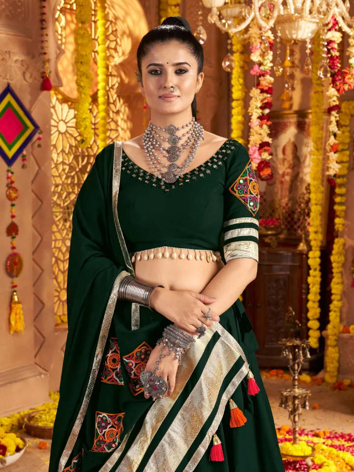 emerald green lehenga choli