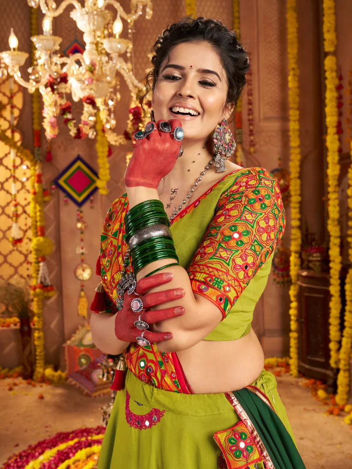 ghagra choli green colour
