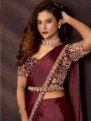 Rajgharanaa Maroon color saree party wear