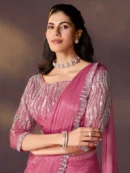 Rajgharanaa party wear saree in pink colour