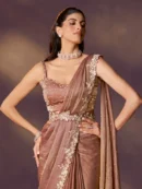 Rajgharanaa party wear saree gold colour