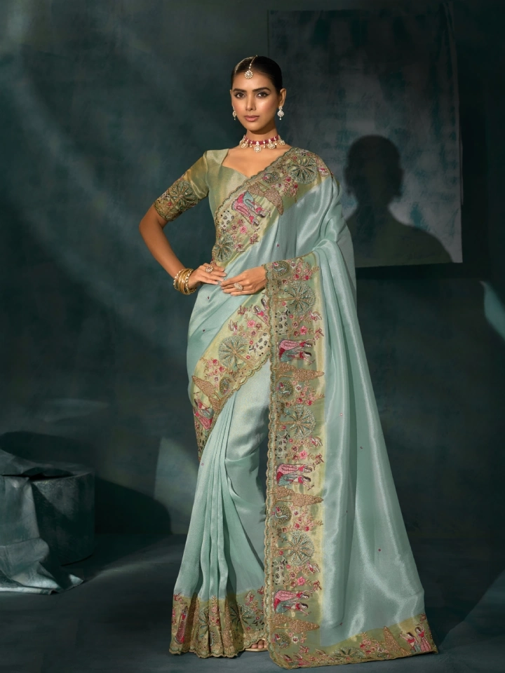 Rajgharanaa Sky blue colour party wear saree 3 Rajgharanaa Sky blue colour party wear saree - Image 3