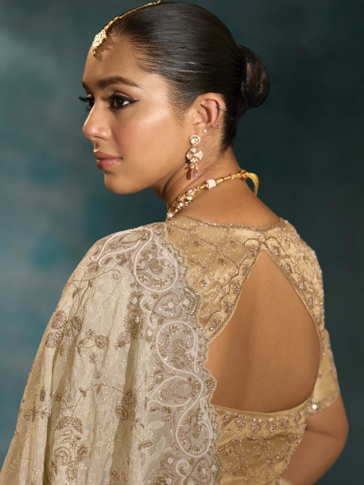 Rajgharanaa Cream colour saree party wear 3 Rajgharanaa Cream colour saree party wear - Image 3