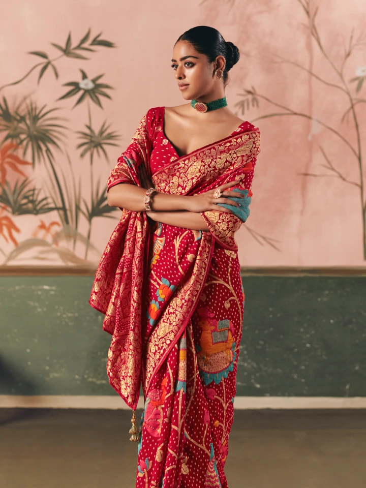 Rajgharanaa red party saree