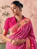Rajgharanaa pink saree matching blouse