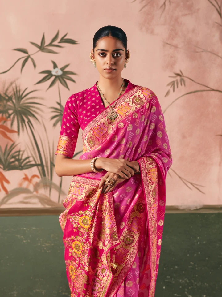 Rajgharanaa pink saree matching blouse 3 Rajgharanaa pink saree matching blouse