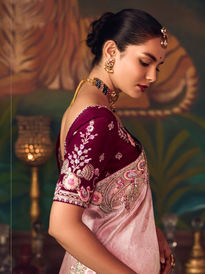 Rajgharanaa pink saree matching blouse