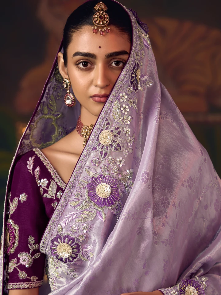 Rajgharanaa party saree lavender